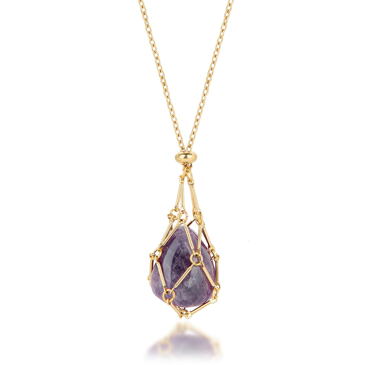 Gold-tone stainless steel crystal cage necklace, additional view