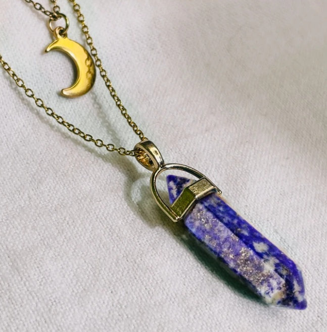 Moon hexagonal column pendant necklace, additional view