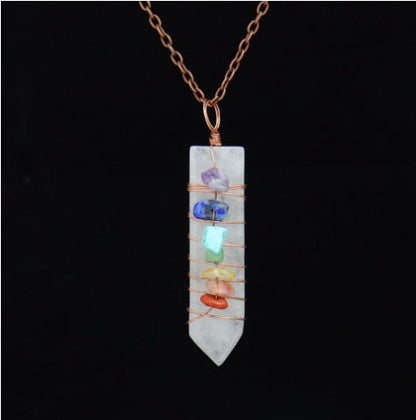 Moon & Hexagon Gemstone Necklace – Choose Your Stone
