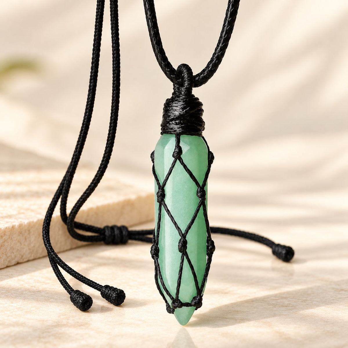 Green Aventurine Crystal Point Necklace
