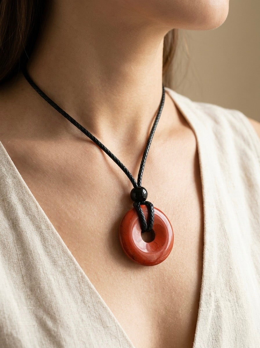Red Jasper Donut Necklace